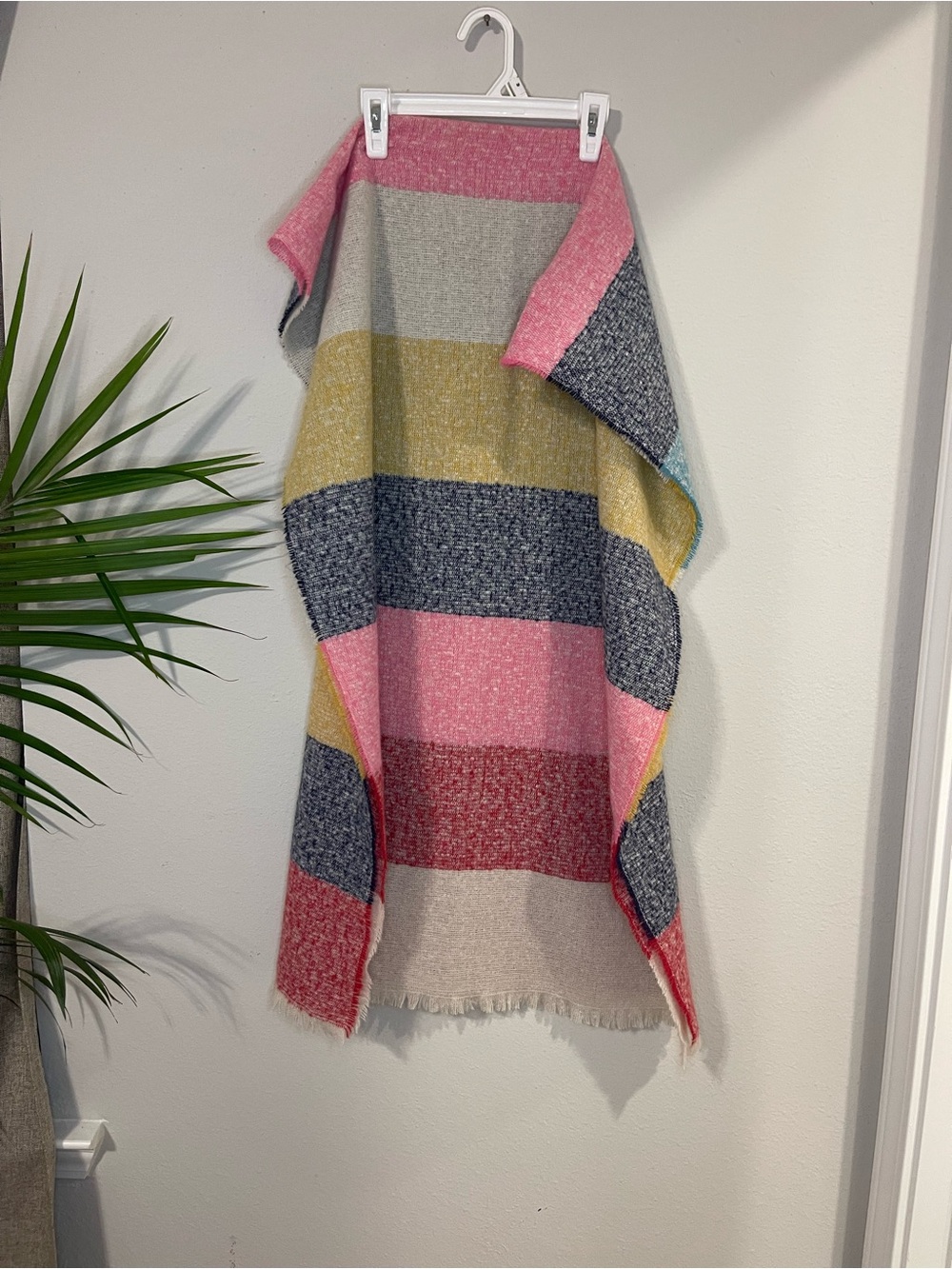 Nordstrom Multicolor Striped Wrap Scarf in Pink, Gray, Yellow, Navy & Cream